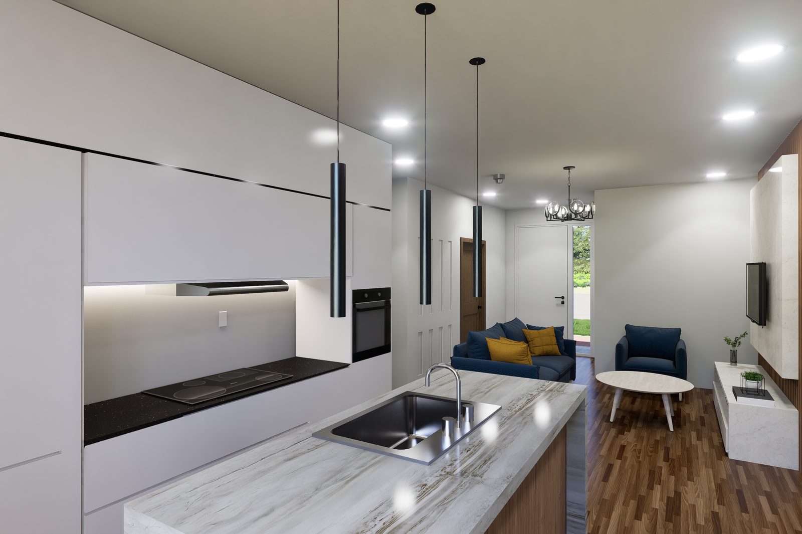 917 Richard Street — interior living area rendering