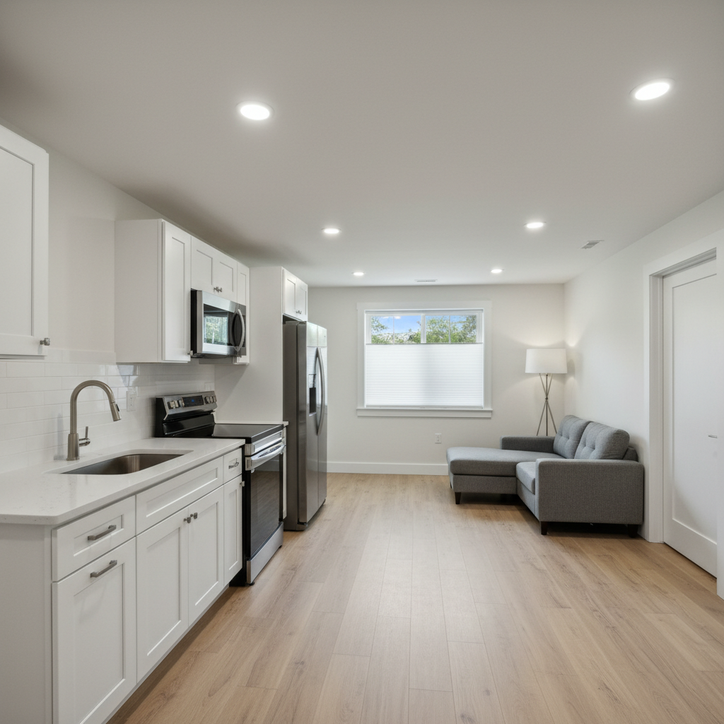 Basement suite floor plan rendering